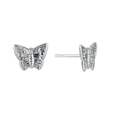 9ct White Gold Butterfly Stud Earrings