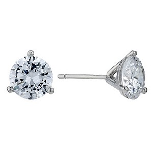 9ct White Gold 3 Claw 7mm Cubic Zirconia Stud