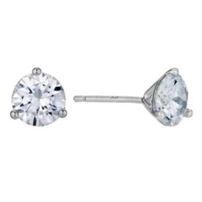 9ct White Gold 3 Claw 6mm Cubic Zirconia Stud