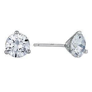 9ct White Gold 3 Claw 6mm Cubic Zirconia Stud
