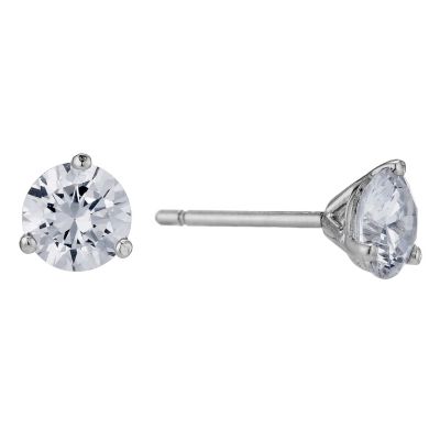 H Samuel 9ct White Gold 3 Claw 5mm Cubic Zirconia Stud