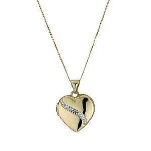 9ct Yellow Gold Diamond Set Heart Locket