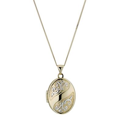 H Samuel 9ct Yellow Gold Oval Swirl Locket