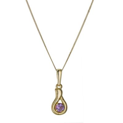 9ct Gold Amethyst Pendant on Rolled Gold Chain - Product number 9243291