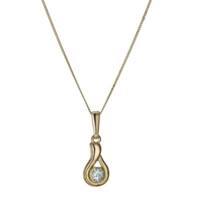 9ct Gold Aquamarine Pendant on Rolled Gold Chain