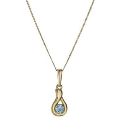 9ct Gold Blue Topaz Pendant on Rolled Gold Chain - Product number 9243313