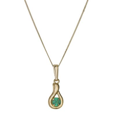 9ct Gold Created Emerald Pendant on Rolled Gold Chain - Product number 9243321