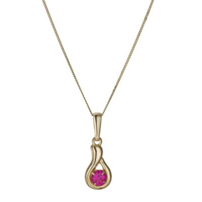 9ct Gold Created Ruby Pendant on Rolled Gold Chain - Product number 9243348