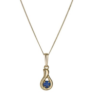 9ct Gold Created Tanzanite Pendant on Rolled Gold Chain - Product number 9243356