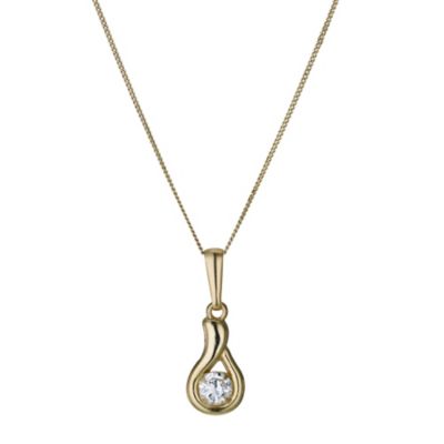 9ct Gold Cubic Zirconia Pendant on Rolled Gold Chain - Product number 9243364