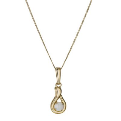 9ct Gold Opal Pendant on Rolled Gold Chain