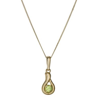 9ct Gold Peridot Pendant on Rolled Gold Chain - Product number 9243402