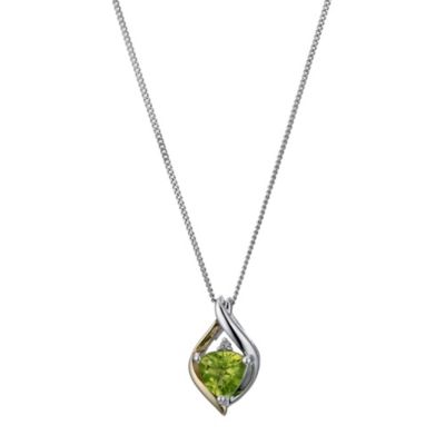 H Samuel Silver and 9ct Yellow Gold Peridot Pendant