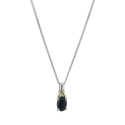 Silver & 9ct Yellow Gold Oval Sapphire Pendant - Product number 9243534