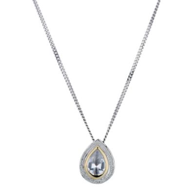 Silver & 9ct Yellow Gold Cubic Zirconia Teardrop Pendant - Product number 9243615
