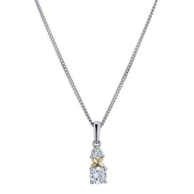 Silver & 9ct Yellow Gold Cubic Zirconia Pendant - Product number 9243623