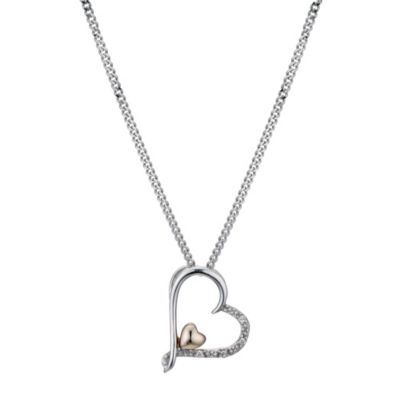 H Samuel Silver and 9ct Yellow Gold Open Heart Pendant