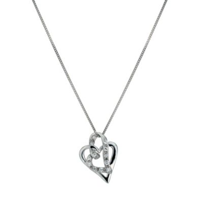 9ct White Gold Cubic Zirconia Double Heart Pendant - Product number ...