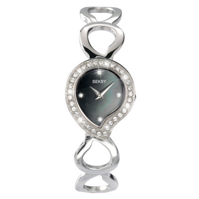 Seksy Ladies Black Dial Stone Set Bracelet Watch - Product number 9244638