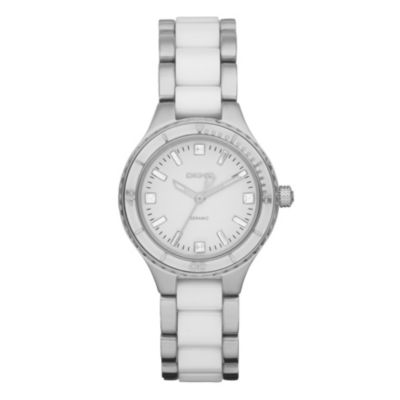 DKNY Ladies' White Ceramic Stainless Steel Bracelet Watch