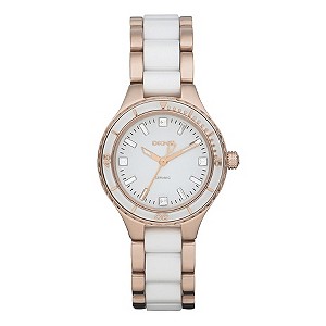 DKNY Rose Gold White Ceramic Bracelet Watch