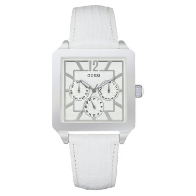 Guess Square Dial White Strap Watch - Product number 9246304