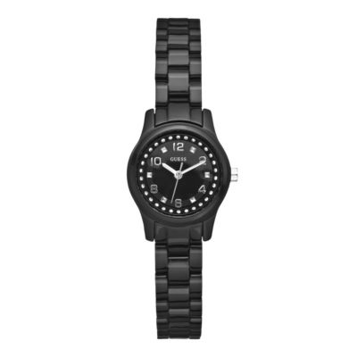 Guess Ladies' Stone Set & Black Strap Watch - Product number 9246517