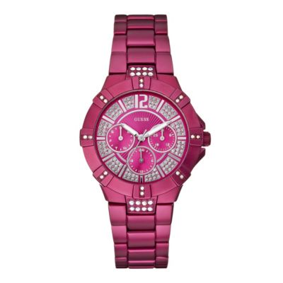 Guess Ladies' Pink & Stone Set Bracelet Watch - Product number 9246568
