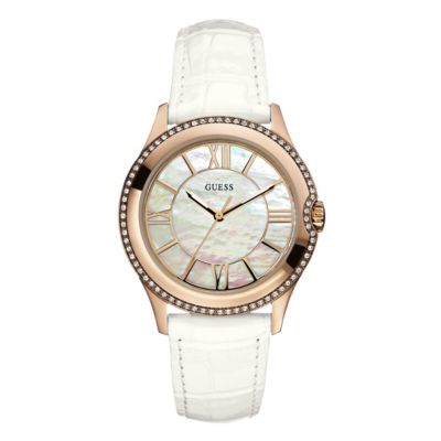 Guess Ladies' Mother Of Pearl White Strap Watch - Product number 9247084