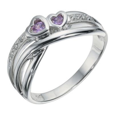 9ct White Gold Pink Sapphire & Diamond Heart Ring - Product number 9247289