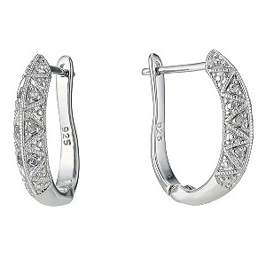 Sterling Silver and Diamond Hoop Earrings