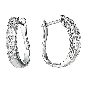 H Samuel Sterling Silver Diamond Hoop Earrings