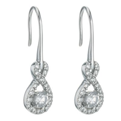 Silver figure of 8 cubic zirconia drop earrings - Product number 9252398
