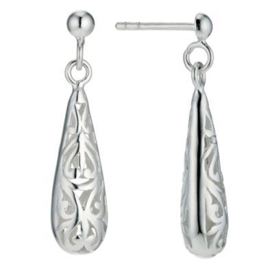 Silver filigree cut out drop earrings - Product number 9252436