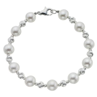 Sparkle Silver Cultured Freshwater Pearl 7.5" Bracelet - Product number 9252819