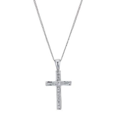 Silver cubic zirconia cross pendant - Product number 9252851