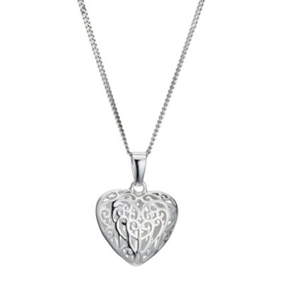 Silver cut out filigree heart pendant - Product number 9252916