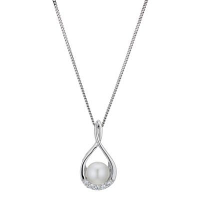 Silver freshwater pearl figure of eight pendant - Product number 9252924