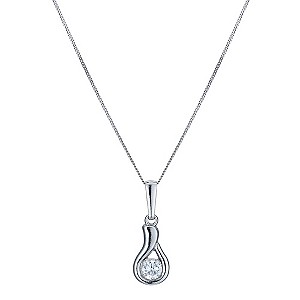 9ct White Gold Cubic Zirconia Flat Loop Pendant