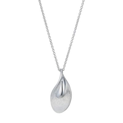 Silver matt &amp; polished pear pendant