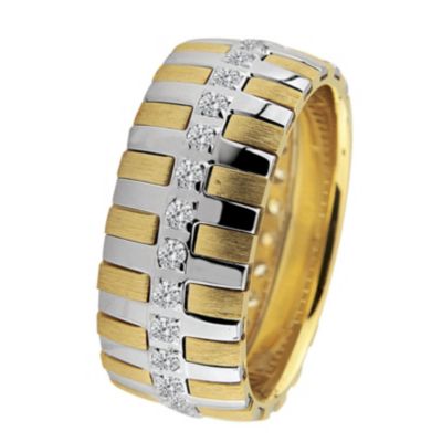 Royal Duet 18ct Two Colour Gold 0.44ct Diamond Wedding Band - Product number 9253742