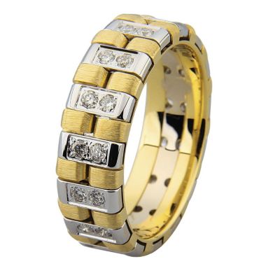 Royal Duet 18ct Two Colour Gold 0.40ct Diamond Wedding Band - Product number 9253882
