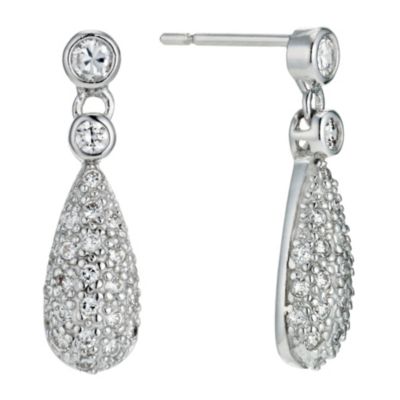 Silver pave set cubic zirconia drop earrings - Product number 9254013