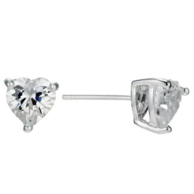 Silver cubic zirconia heart stud earrings - Product number 9254641