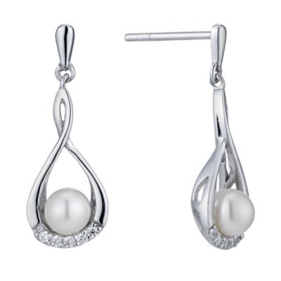 Silver cubic zirconia & freshwater pearl earrings - Product number 9255028