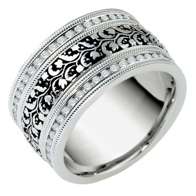 Venetian Lace 18ct white gold 0.73pt diamond edge ring - Product number 9256377