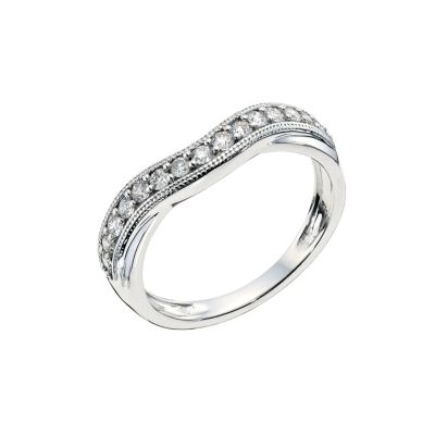 9ct white gold 1/4 carat diamond vintage shaped wedding ring - Product number 9257144