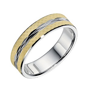 Together Bonded Silver and 9ct Yellow Gold 7mm Patterned