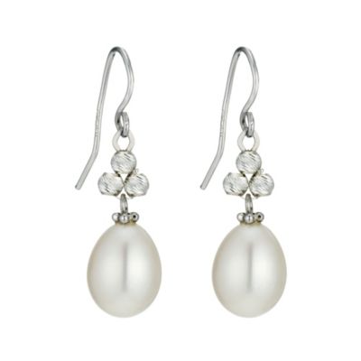 Three silver ball & freshwater pearl drop earrings - Product number 9258299