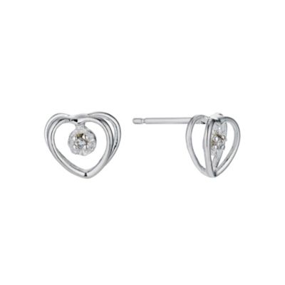 Silver & cubic zirconia heart stud earrings - Product number 9258329